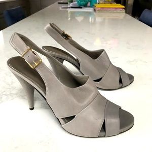 J Crew Julienne Gray Leather Heels 8.5